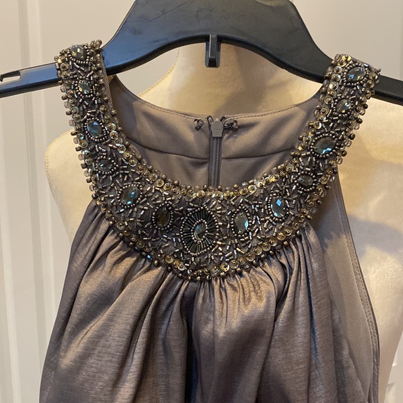Cache dress. Stunning on. The color is almost pewter, with bling up around neck - Picture 3 of 4